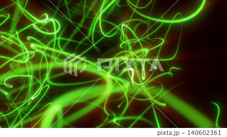 Abstract green neon light trails on a dark red background with glowing motion lines and a high-energy futuristic look Abstract green neon light trails on a dark red background with glowing motion lines and a high-energy futuristic look 140602361