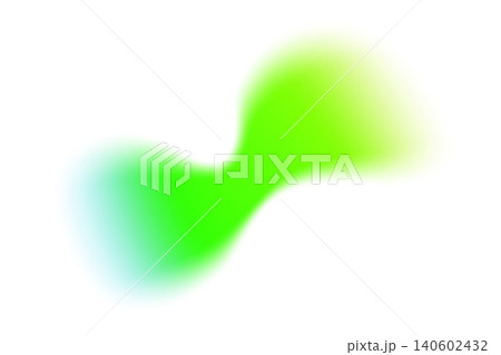Gradient shape with blurred green and yellow color on white background. Abstract watercolor blob with soft gradation and fluid texture. Vector neon splash 140602432