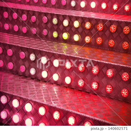 Steps with light bulbs in the park amused Steps with light bulbs in the park amused 140602571