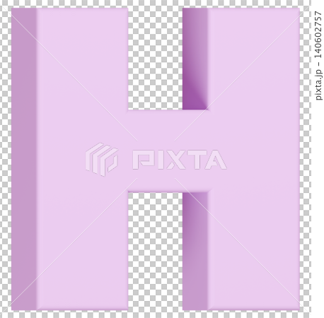 3D素材_アルファベット_H_紫 3D素材_アルファベット_H_紫 140602757