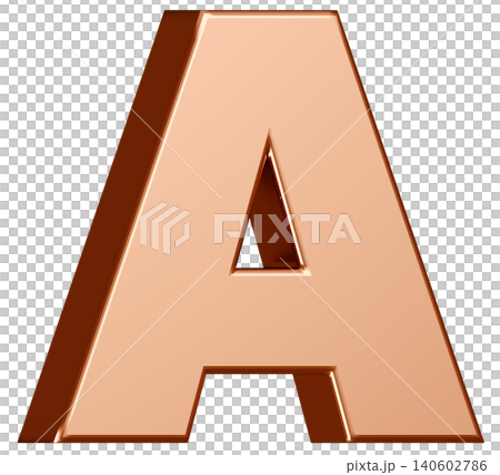 3D素材_アルファベット_A_金 140602786