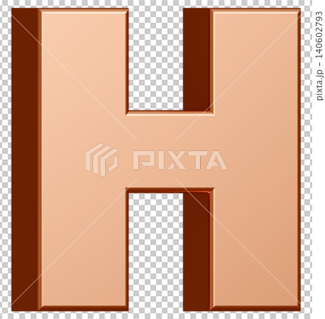 3D素材_アルファベット_H_金 3D素材_アルファベット_H_金 140602793