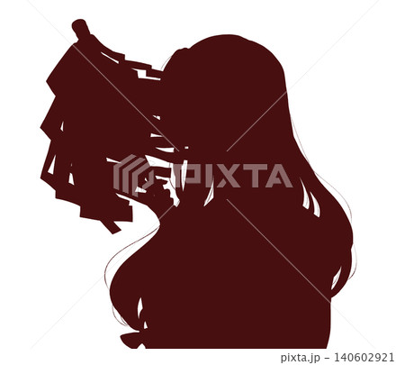 御幣を持っている巫女さん シルエット 御幣を持っている巫女さん シルエット 140602921