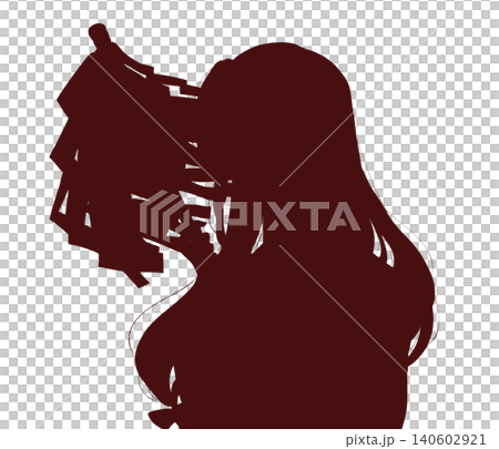 御幣を持っている巫女さん シルエット 御幣を持っている巫女さん シルエット 140602921