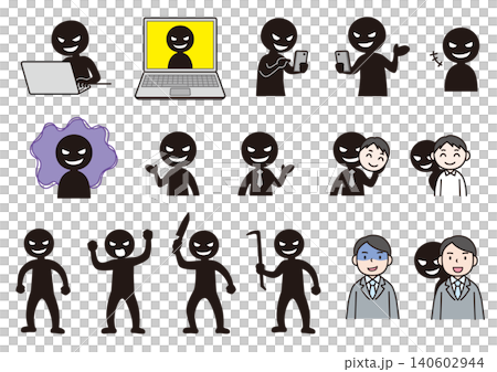 Criminal silhouette illustration set Criminal silhouette illustration set 140602944