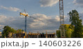 Construction site with cranes and building structures under a cloudy sky in the afternoon 140603226