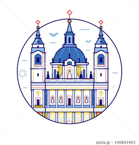 Almudena Cathedral Madrid Landmark Line Icon Almudena Cathedral Madrid Landmark Line Icon 140603463