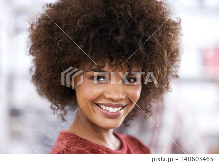 Black business woman, portrait and happy in office for creative career and designer with ambition. African professional person, smile and face for work in fashion industry and satisfaction as tailor Black business woman, portrait and happy in office for creative career and designer with ambition. African professional person, smile and face for work in fashion industry and satisfaction as tailor 140603465