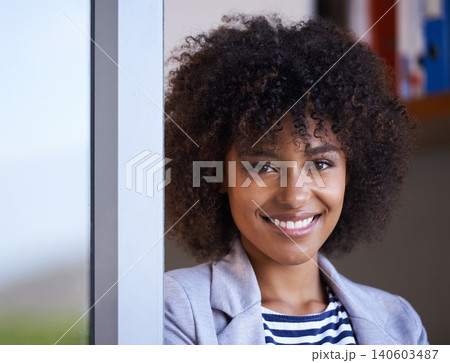 Portrait, happy black woman and startup company for designer, entrepreneur and creative business in office. Face, smile and young afro female person for confidence, happiness and pride in workplace Portrait, happy black woman and startup company for designer, entrepreneur and creative business in office. Face, smile and young afro female person for confidence, happiness and pride in workplace 140603487