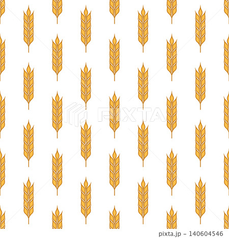 Vector Seamless Pattern with Agriculture Wheat and Cereal Ears on White Background. Organic Wheat, Rice Ear Design Template. Bread, Beer Packaging, Farming, Organic Food Concepts 140604546