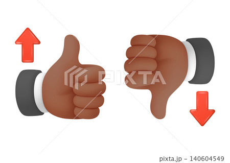 Vector Thumbs Up And Thumbs Down. Like and Dislike Hand Gestures Isolated. Approval and Rejection Symbols with Up and Down Arrows. Rating Feedback Design 140604549