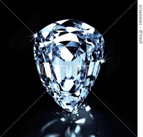 White diamond, stone and studio by black background for natural resource, jewelry and sparkle for luxury. Rocks, gemstone or purple crystal in closeup for shine, glow or brilliant with cut for wealth 140604610