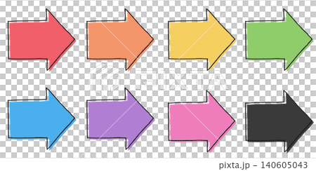 Off-print style arrow icons, hand-drawn line art, color misalignment, pop, colorful, set. Off-print style arrow icons, hand-drawn line art, color misalignment, pop, colorful, set. 140605043