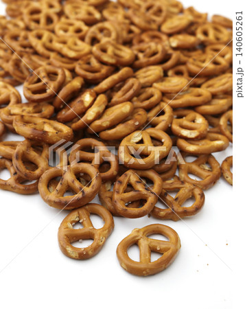 Pile of Small Snack Pretzels on White Background Snack Foods Pile of Small Snack Pretzels on White Background Snack Foods 140605261