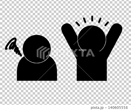 A set of pictograms showing people recovering from depression. A set of pictograms showing people recovering from depression. 140605558