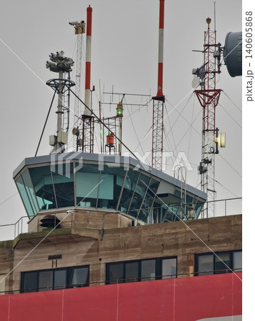 Buenos Aires, Argentina - April 21, 2026: Airport control tower and aviation infrastructure at Ezeiza 140605868