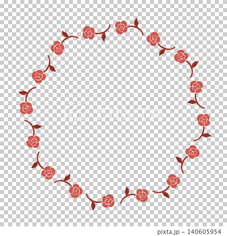 Rose flower wreath frame illustration, red 140605954