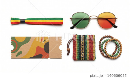 Assorted music festival and reggae themed accessories including sunglasses wristband ticket and jewelry with festival accessories sunglasses wristband colorful bracelet trinkets vacation Assorted music festival and reggae themed accessories including sunglasses wristband ticket and jewelry with festival accessories sunglasses wristband colorful bracelet trinkets vacation 140606035