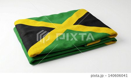 Folded fabric textile representing the jamaican national flag pattern with national diagonal material rectangle background patriotism identity isolated Folded fabric textile representing the jamaican national flag pattern with national diagonal material rectangle background patriotism identity isolated 140606041