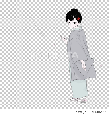 櫻花盛開的季節，一位穿著和服的女士正在引導顧客：這是春季客戶服務的生動寫照。 140606433