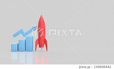 Rocket Launch And Rising Chart For Business Growth 3d render. Rocket Launch And Rising Chart For Business Growth 3d render. 140606842