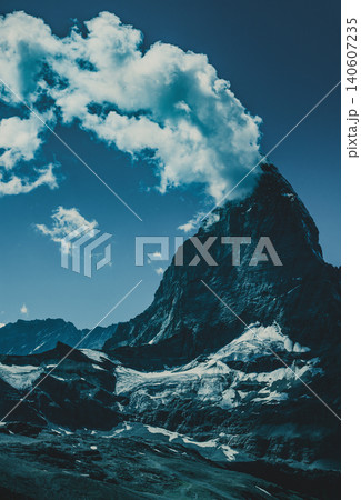 Alps Matterhorn mountain summer landscape at dramatic light Alps Matterhorn mountain summer landscape at dramatic light 140607235