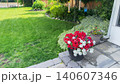 Colorful Flower Pots In Backyard Garden 140607346