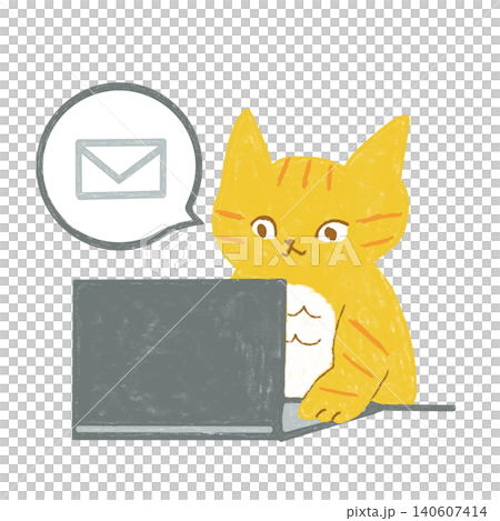 A tabby cat checking emails while working at its desk. A tabby cat checking emails while working at its desk. 140607414