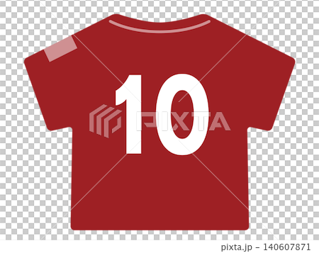 Illustration of a maroon jersey with the number 10 on it (soccer sports) / Vector material Illustration of a maroon jersey with the number 10 on it (soccer sports) / Vector material 140607871