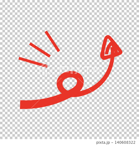 Pop art style hand-drawn red swirling arrows and inspiration lines illustration material 140608322