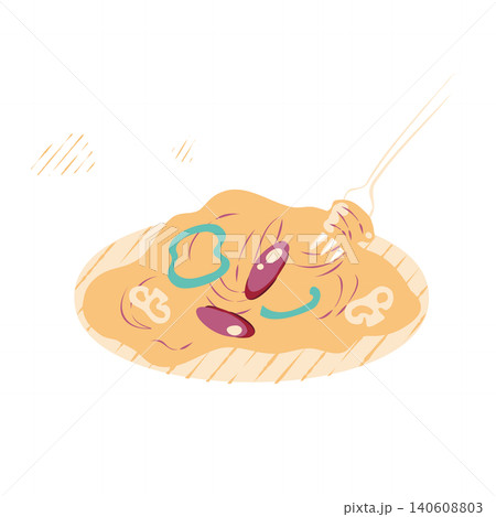 線なしレトロなフォーク付きナポリタンのイラスト 線なしレトロなフォーク付きナポリタンのイラスト 140608803