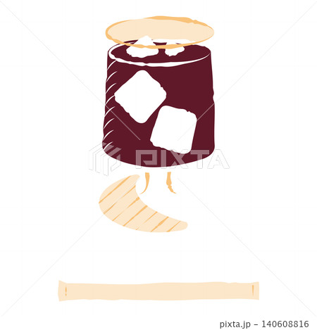 線なしレトロなアイスコーヒーとラベルラインのイラスト 線なしレトロなアイスコーヒーとラベルラインのイラスト 140608816