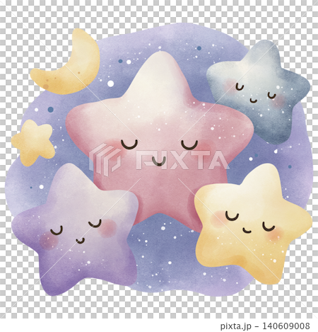 Cozy pillows and blanket with star patterns, watercolor style. Bedtime, sleep, and sweet dreams concept. Cozy pillows and blanket with star patterns, watercolor style. Bedtime, sleep, and sweet dreams concept. 140609008