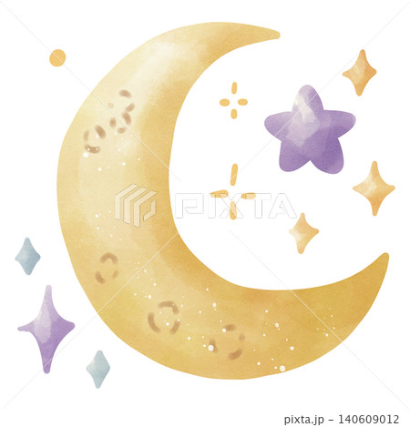 Cozy pillows and blanket with star patterns, watercolor style. Bedtime, sleep, and sweet dreams concept. 140609012