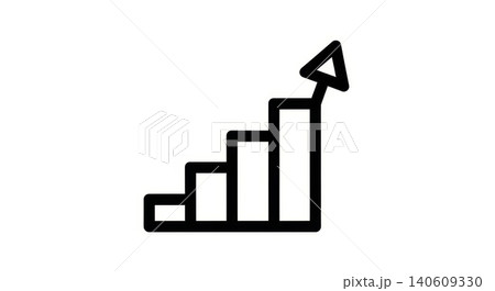 Business Growth Bar Chart Icon with Upward Arrow Showing Increasing Financial Performance and Success 140609330