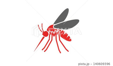 Insect - Red and Gray Mosquito Vector Icon Illustration Isolated on White Background for Disease Warning Insect - Red and Gray Mosquito Vector Icon Illustration Isolated on White Background for Disease Warning 140609396