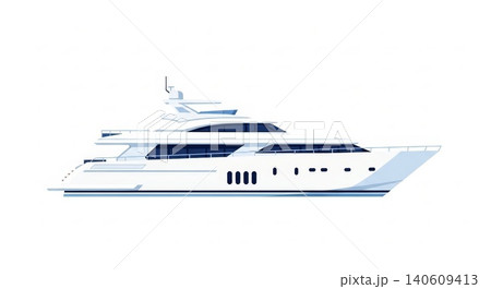 Luxury - White Luxury Motor Yacht Side View Flat Design Illustration Isolated on White Background 140609413
