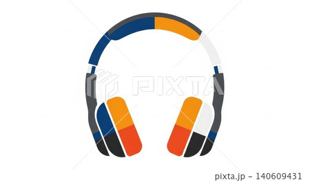 Music - Colorful Segmented Headphones Icon Flat Design Blue Orange Red Gray White Abstract Style Music - Colorful Segmented Headphones Icon Flat Design Blue Orange Red Gray White Abstract Style 140609431