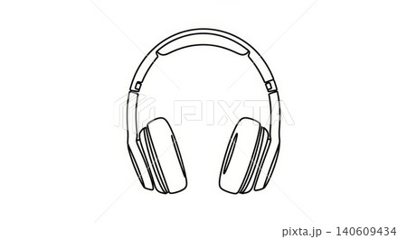 Music - Over Ear Wireless Headphones Line Art Drawing Isolated on White Background Minimal Outline Music - Over Ear Wireless Headphones Line Art Drawing Isolated on White Background Minimal Outline 140609434