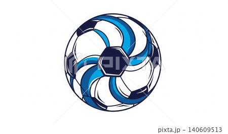 Sports - Dynamic Spinning Soccer Ball with Blue Swirl Motion Effect Vector Illustration on White Background 140609513