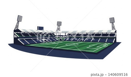 Sports - Isometric Illustration of an Open Air Football Soccer Stadium with Floodlights and Green Field Sports - Isometric Illustration of an Open Air Football Soccer Stadium with Floodlights and Green Field 140609516