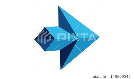 Technology - 3D Blue Geometric Arrow Shape Pointing Right with Polygon Facets and Modern Design Technology - 3D Blue Geometric Arrow Shape Pointing Right with Polygon Facets and Modern Design 140609543