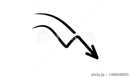Finance - Hand Drawn Downward Trend Arrow Showing Market Decline and Economic Loss on White Background Finance - Hand Drawn Downward Trend Arrow Showing Market Decline and Economic Loss on White Background 140609803