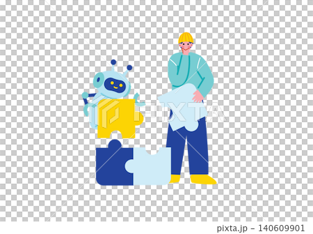Illustration of a man using AI 140609901