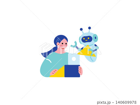 AIを活用する女性のイラスト AIを活用する女性のイラスト 140609978