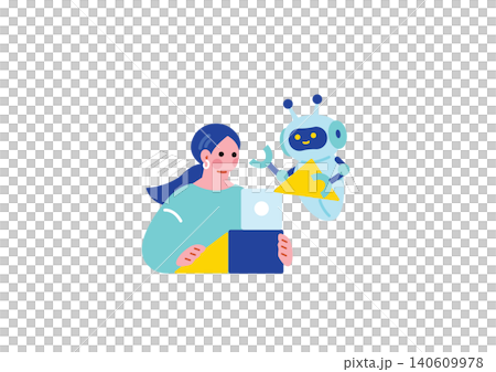 AIを活用する女性のイラスト AIを活用する女性のイラスト 140609978