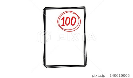 Education - Perfect Score 100 Red Circled Grade Marked on Stack of White Test Papers Education - Perfect Score 100 Red Circled Grade Marked on Stack of White Test Papers 140610006