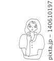 考える女性のイラスト(右寄せ•コピースペース用) 140610197