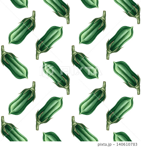 Seamless pattern with green sesame pods. Hand-drawn watercolor illustration. Perfect for kitchen decor, textiles, wallpaper, product labels, wrapping paper, menus, and more. Seamless pattern with green sesame pods. Hand-drawn watercolor illustration. Perfect for kitchen decor, textiles, wallpaper, product labels, wrapping paper, menus, and more. 140610783