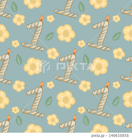 Seamless pattern of Birthday candle numbers and decor flower pastel color style cute, Hand drawn watercolor illustration. For menus, labels, paper, textiles and seasonal fabric. Seamless pattern of Birthday candle numbers and decor flower pastel color style cute, Hand drawn watercolor illustration. For menus, labels, paper, textiles and seasonal fabric. 140610858